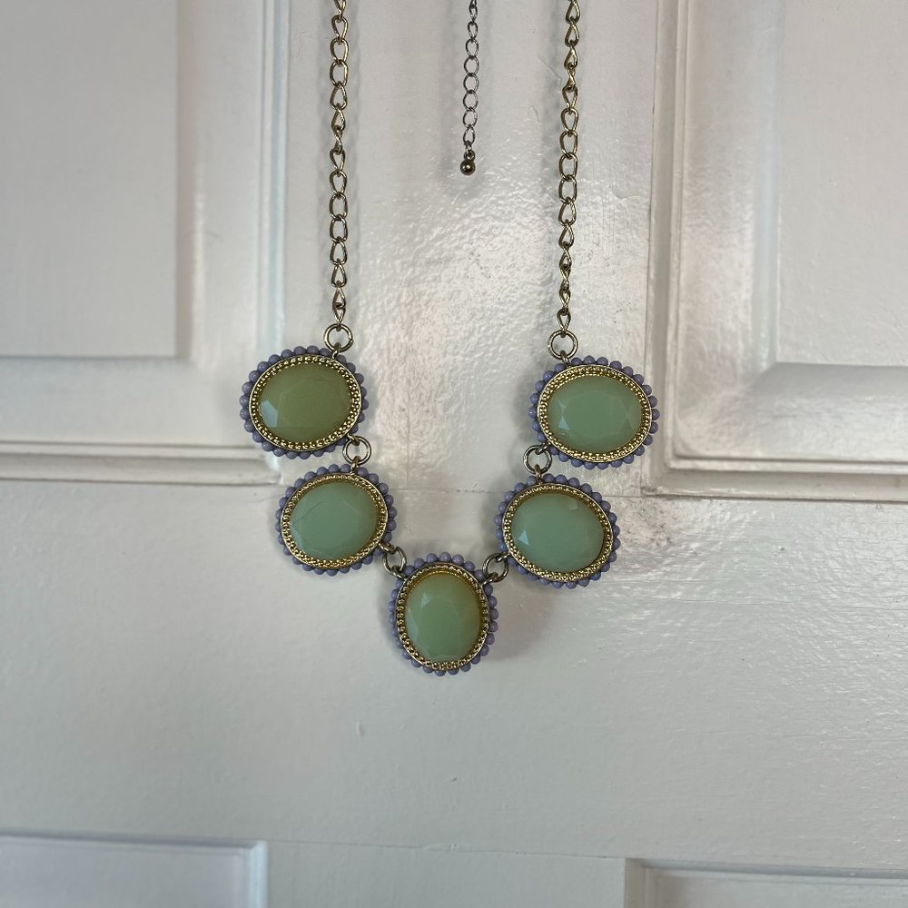 Francescas Statement Necklace- turquoise Stones with gold & lavender accents - Picture 4 of 14